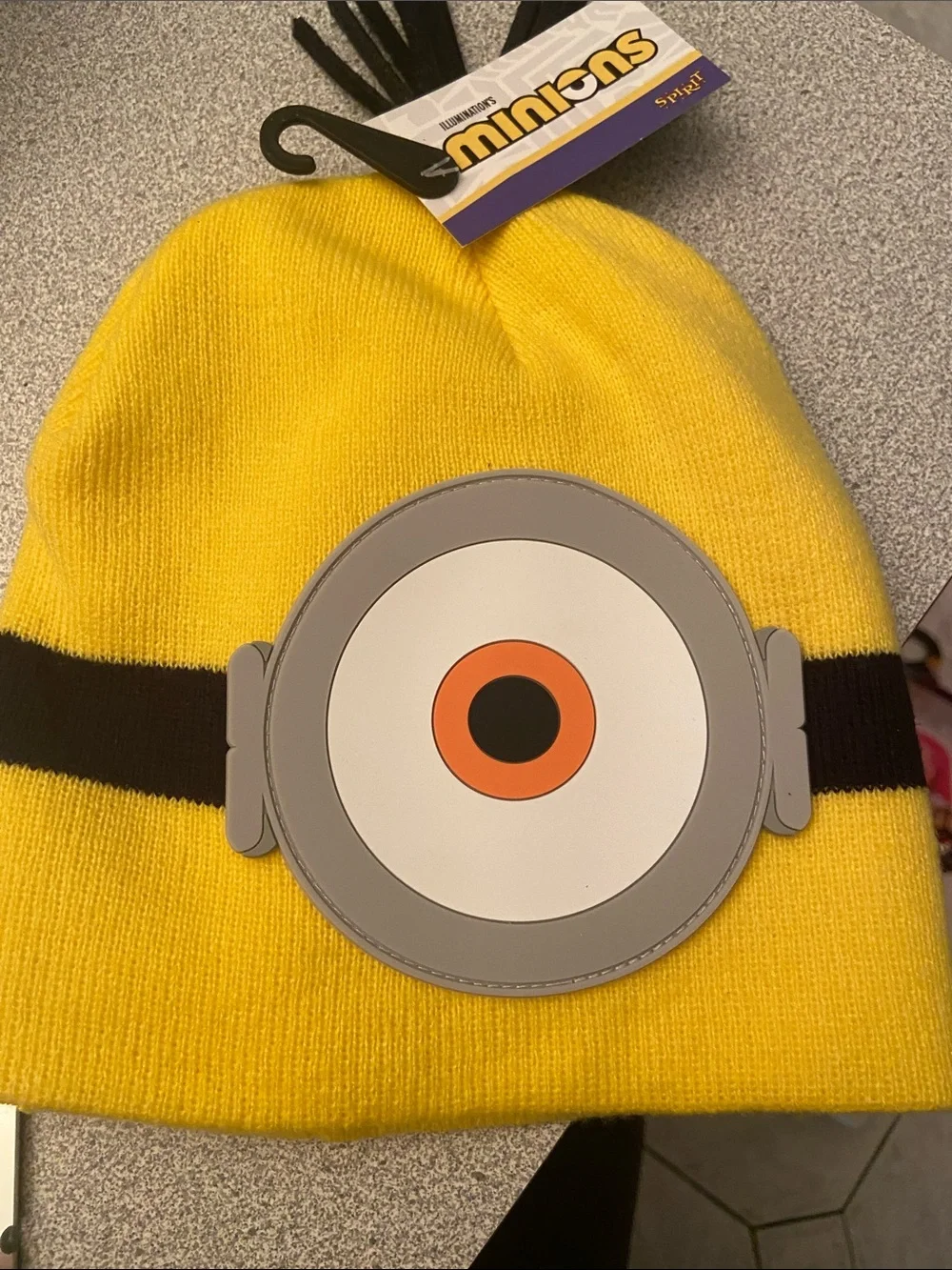Yellow Knit Beanie Hat with Goggle Patch